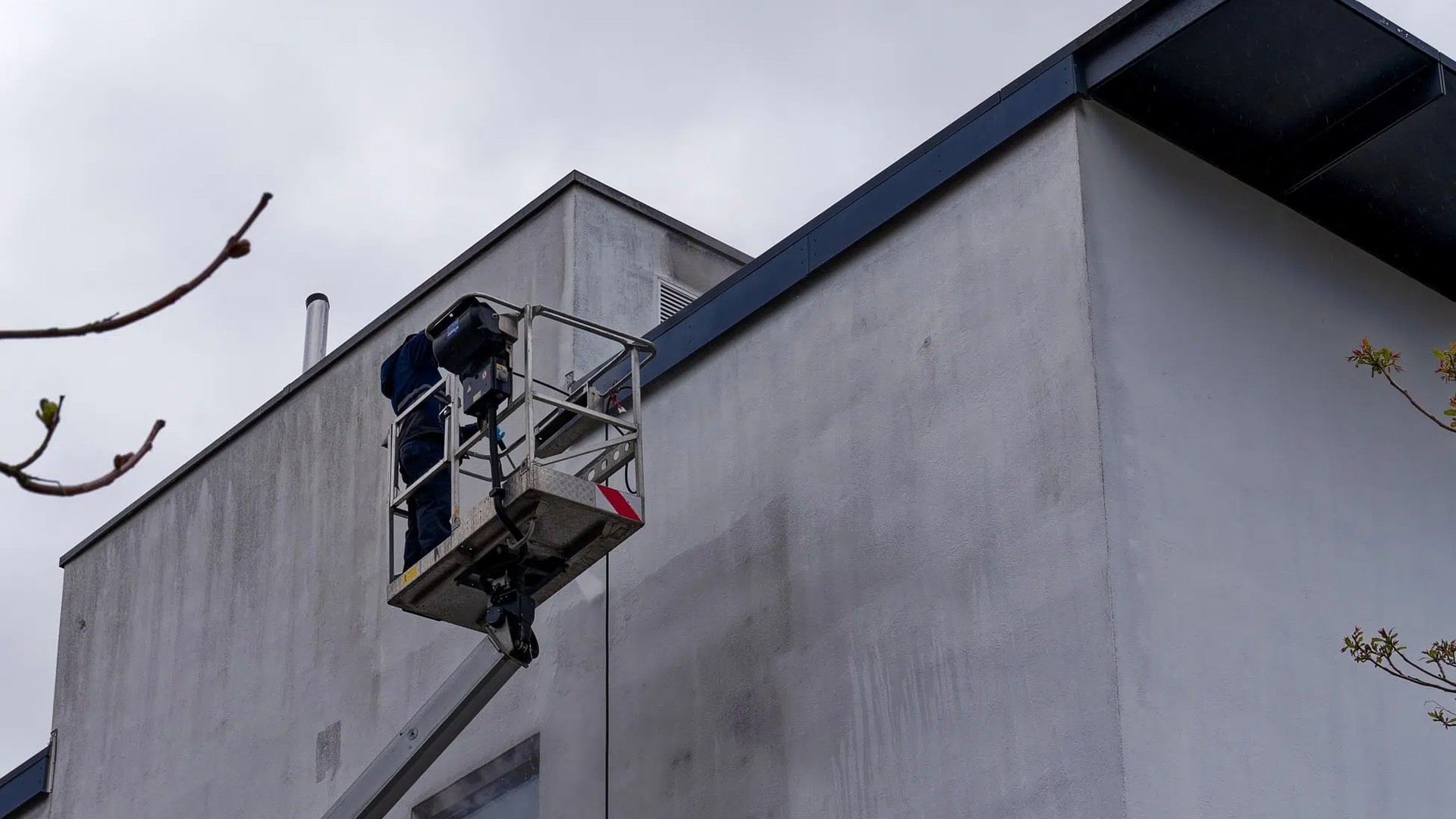 Exterior wall after power washing