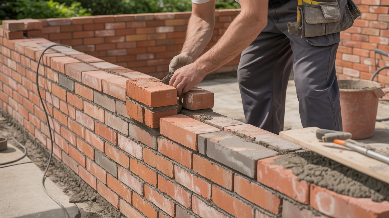 New brick wall construction