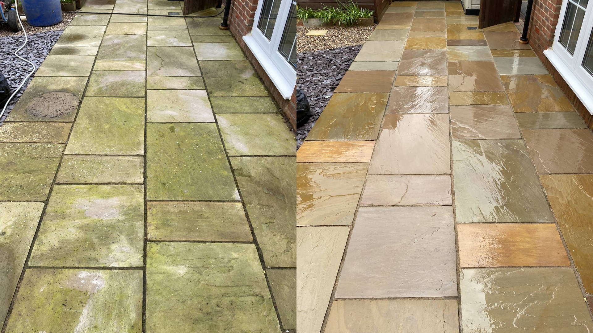 Power washed patio transformation